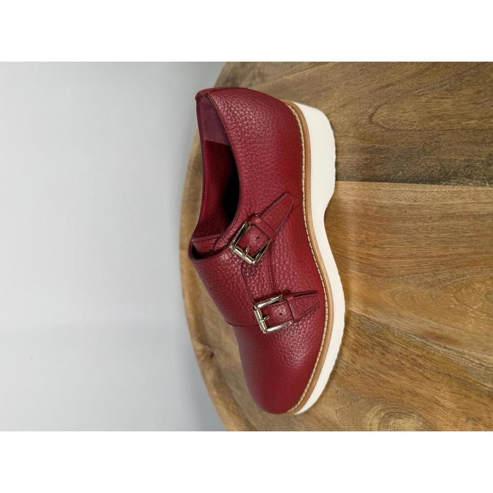 Santoni Made In Italy Red Leather Double Monk Strap Shoe US 5 / EU 35 NWB $900 - Picture 9 of 12
